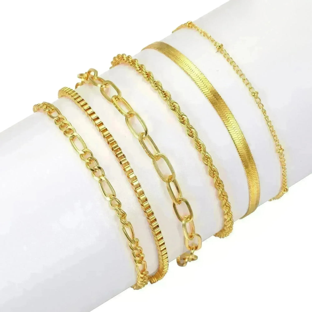 Simple Metal Multi-layer Bracelet Six-piece Set - EX-STOCK CANADA