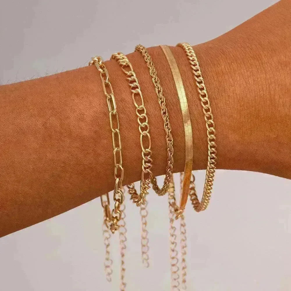 Simple Metal Multi-layer Bracelet Six-piece Set - EX-STOCK CANADA