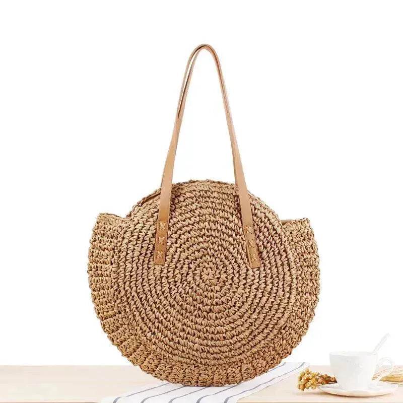 Simple Round Shoulder Bag Straw Handbag Summer Beach Bags - EX-STOCK Canada