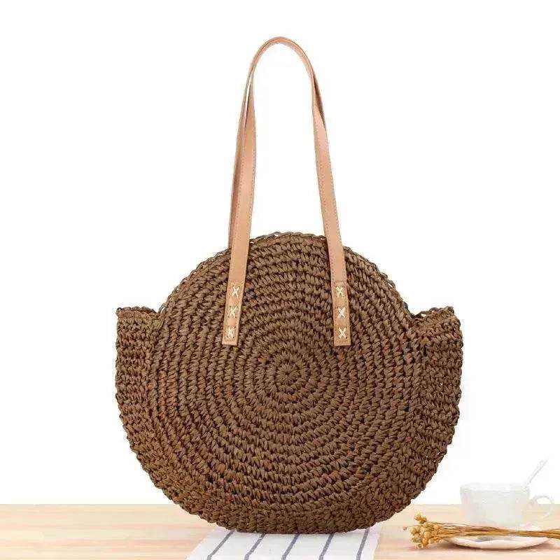 Simple Round Shoulder Bag Straw Handbag Summer Beach Bags - EX-STOCK Canada