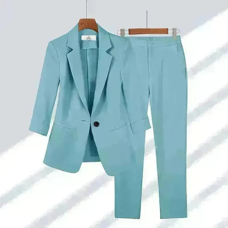 Simple Solid Color Suit Two-piece Set - EX-STOCK CANADA