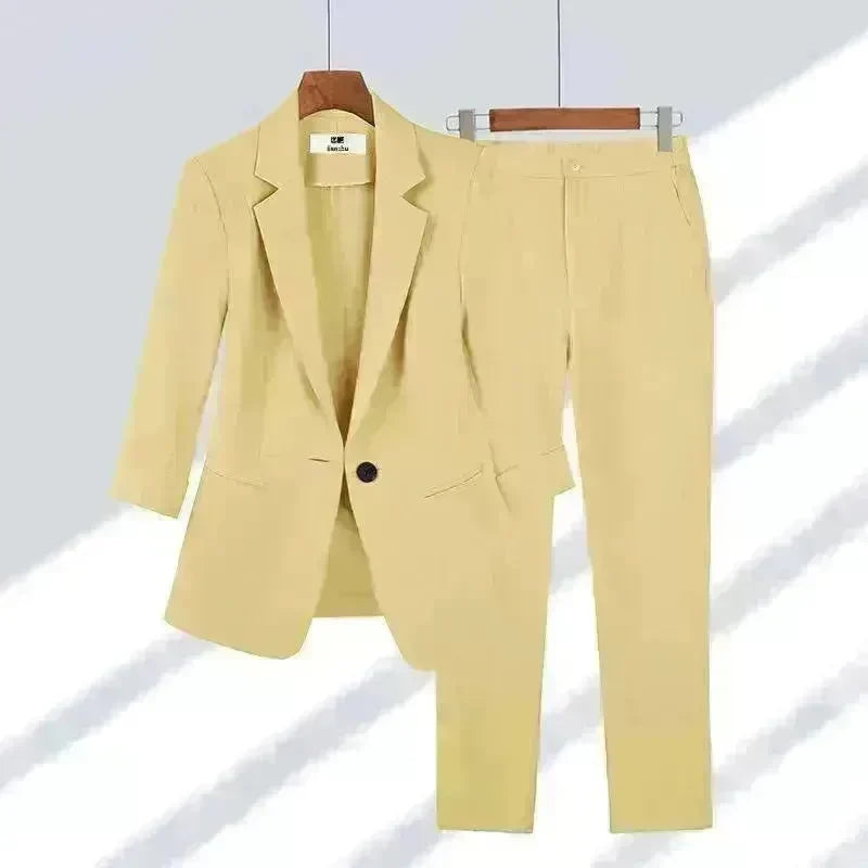 Simple Solid Color Suit Two-piece Set - EX-STOCK CANADA