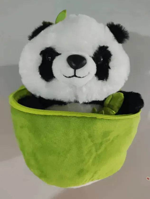 Simulated Bamboo Tube Flower Panda Pillow - EX-STOCK Canada