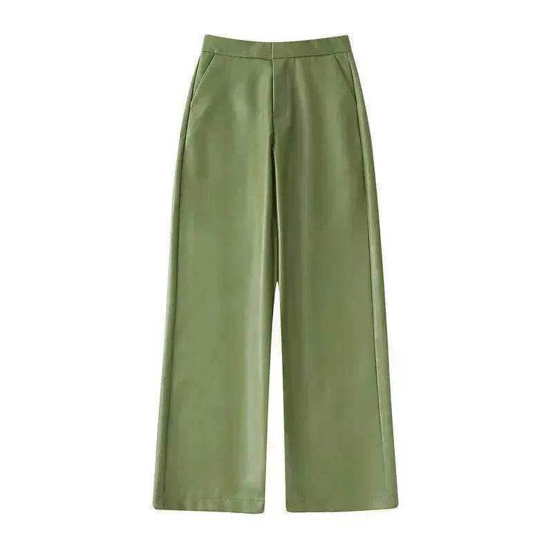 Single Breasted Casual Imitation Leather Suit Jacket Trousers Suit Women - EX-STOCK Canada