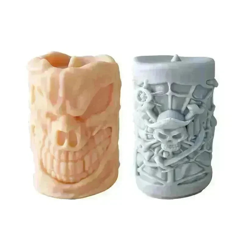 Skull Ornament Cylindrical Scented Candle Mould - EX-STOCK CANADA
