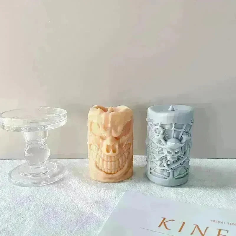 Skull Ornament Cylindrical Scented Candle Mould - EX-STOCK CANADA