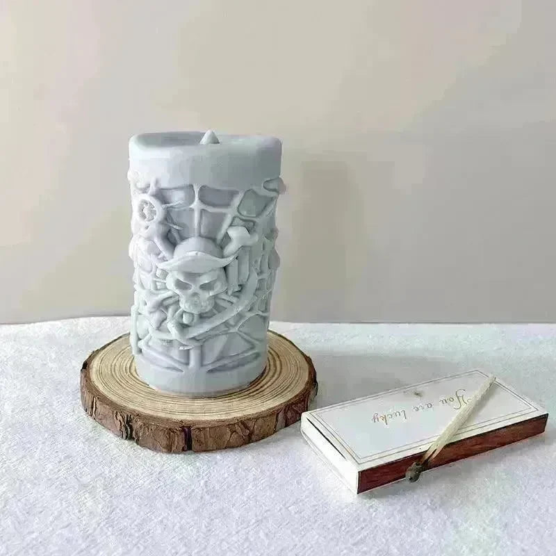 Skull Ornament Cylindrical Scented Candle Mould - EX-STOCK CANADA