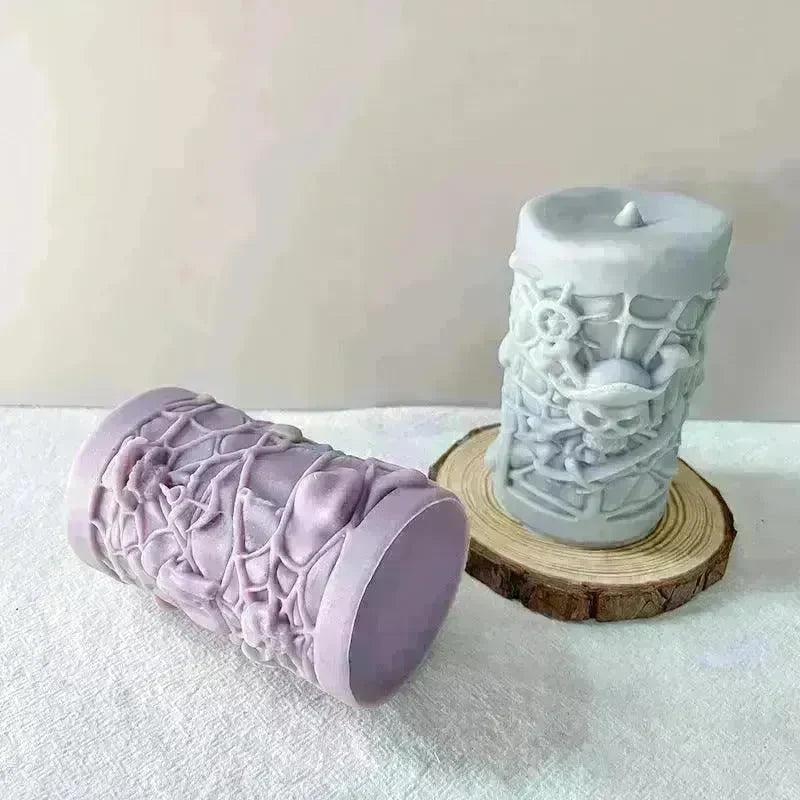Skull Ornament Cylindrical Scented Candle Mould - EX-STOCK CANADA