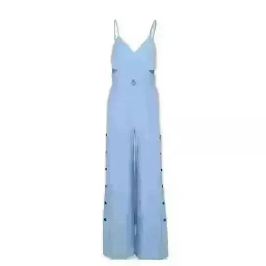 SLeeveless Hollow-out Camisole High Waist Slim Solid Color Jumpsuit - EX-STOCK CANADA
