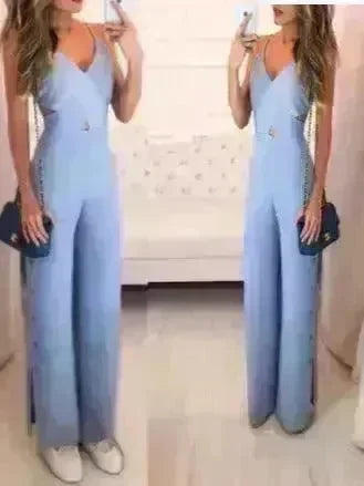 SLeeveless Hollow-out Camisole High Waist Slim Solid Color Jumpsuit - EX-STOCK CANADA