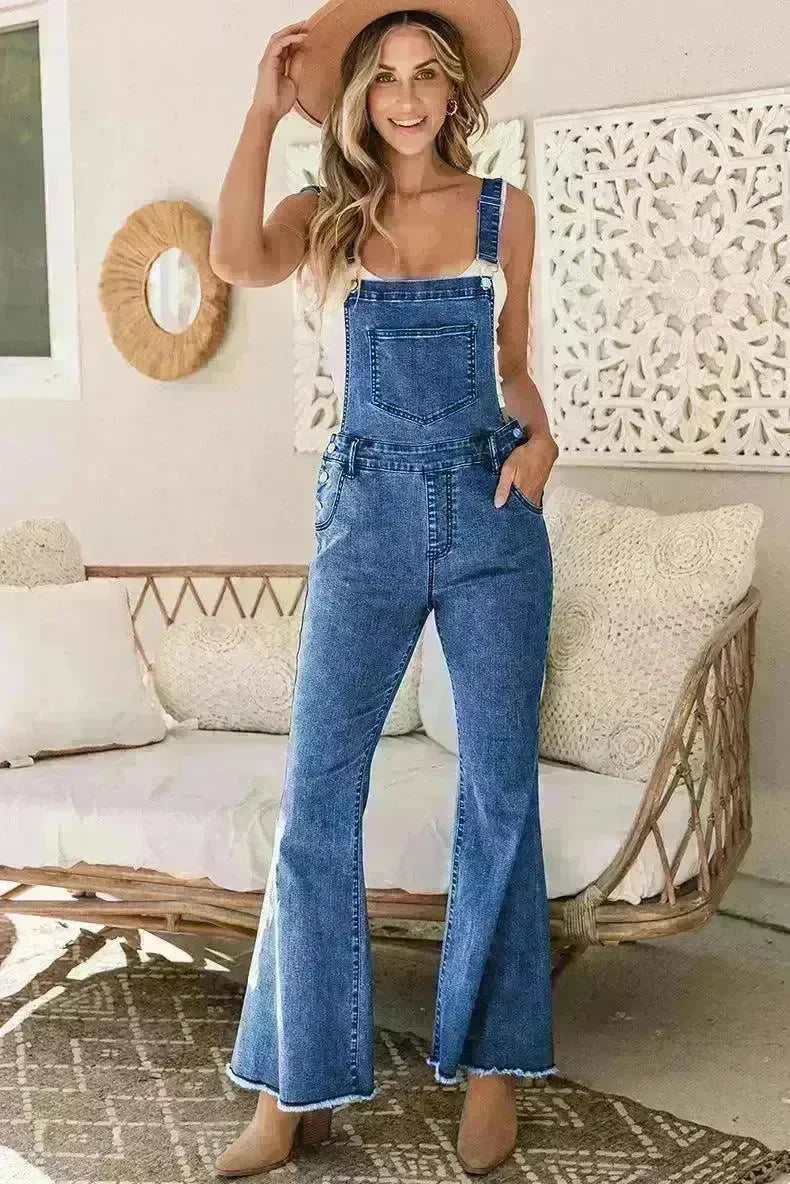 Sleeveless Jumpsuit All-match Multi-pocket Flared Pants - EX-STOCK CANADA