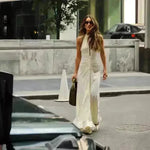 Sleeveless Round Neck Lace-up Pleated Swing Long Summer Dress - EX-STOCK CANADA