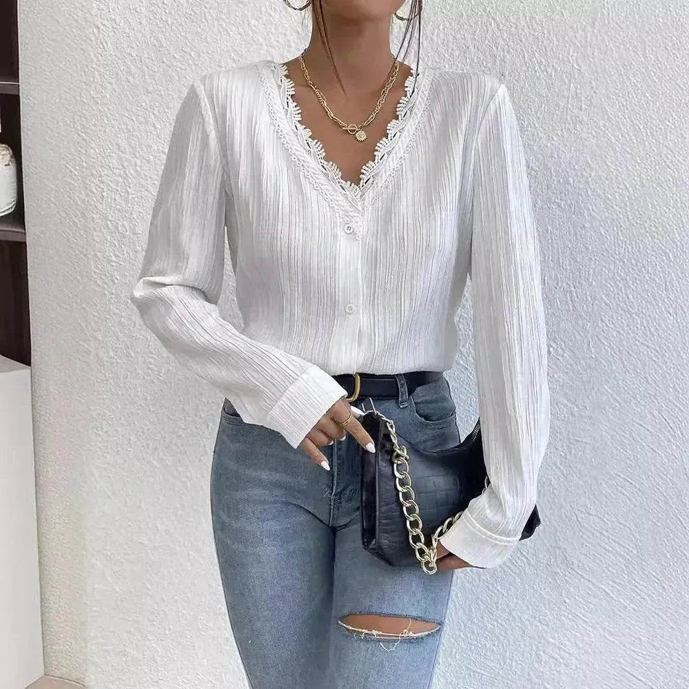 White Slim Fit Long Sleeve Shirt evening Top Women - EX-STOCK Canada
