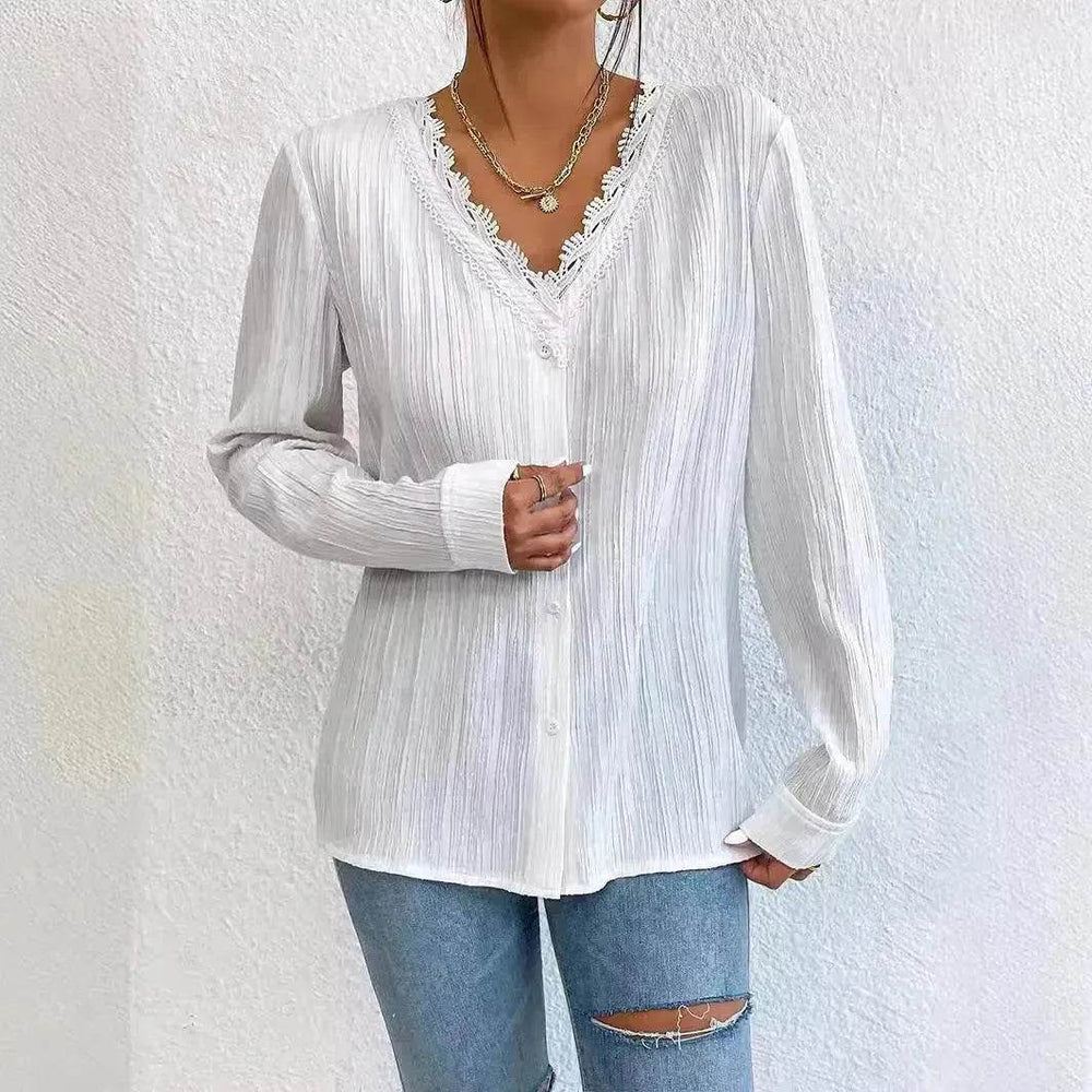 White Slim Fit Long Sleeve Shirt evening Top Women - EX-STOCK Canada