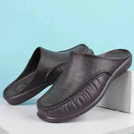 Slippers Men's Summer Leather Word Casual Tide Sandals Men's Non-slip Leather New Sandals Outer Wear Large Size Beach Shoes - EX-STOCK Canada