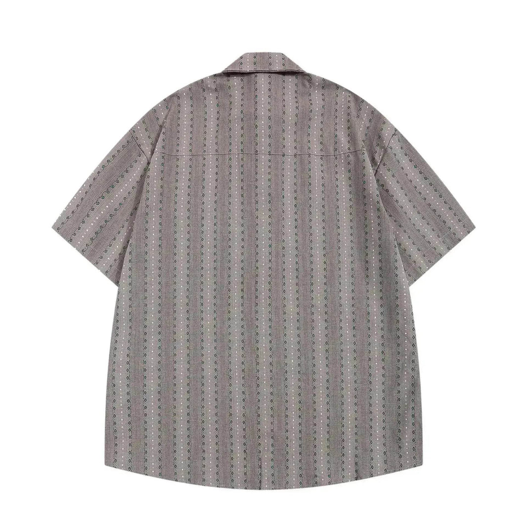 Small Floral Vertical Stripes Casual Short-sleeved Shirt - EX-STOCK Canada