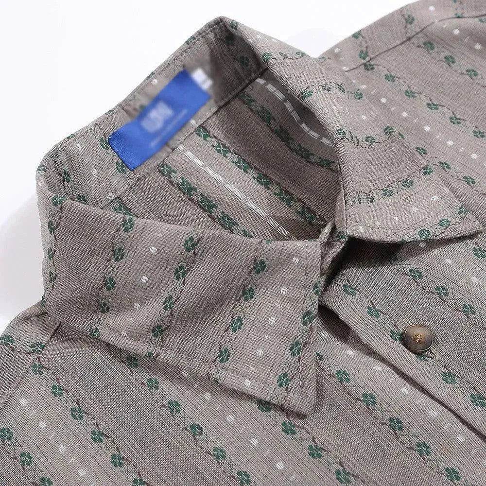 Small Floral Vertical Stripes Casual Short-sleeved Shirt - EX-STOCK Canada