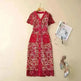 Small V-neck Metal Single-breasted Water Soluble Slim Fit Dress - EX-STOCK CANADA