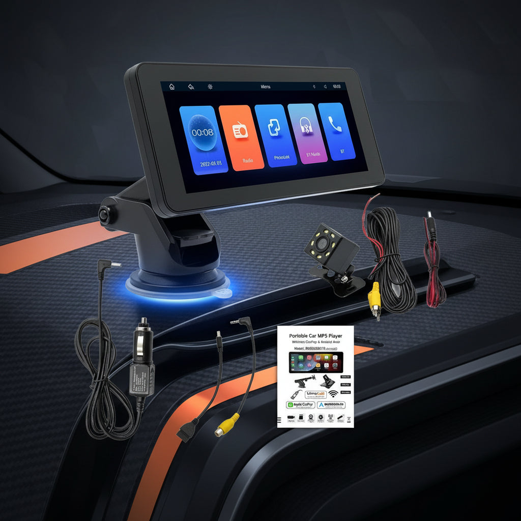 Smart Portable Wireless 6.86-inch Multimedia Vehicle-mounted Video Player, LED Car Camera Supports driving recorder, Reverse image, Bluetooth,. - EX-STOCK CANADA