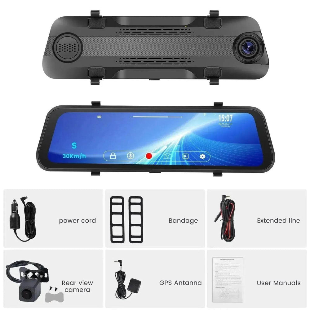 Smart Streaming Media Touch HD Built-in Front HD Resolution Rear Mirror LCD Screen Camera - EX-STOCK Canada