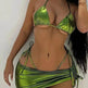 Solid Color Bronzing Glossy Charming Lacing Swimsuit - EX-STOCK Canada