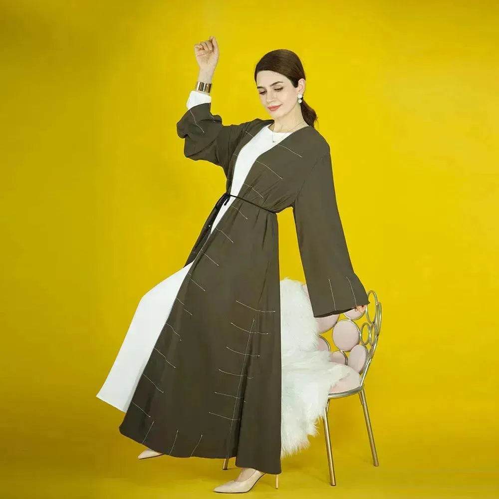 Solid Color Cardigan Abaya Dress Robe for Elegant Arab Dubai Turkey Middle Eastern Women. - EX-STOCK Canada