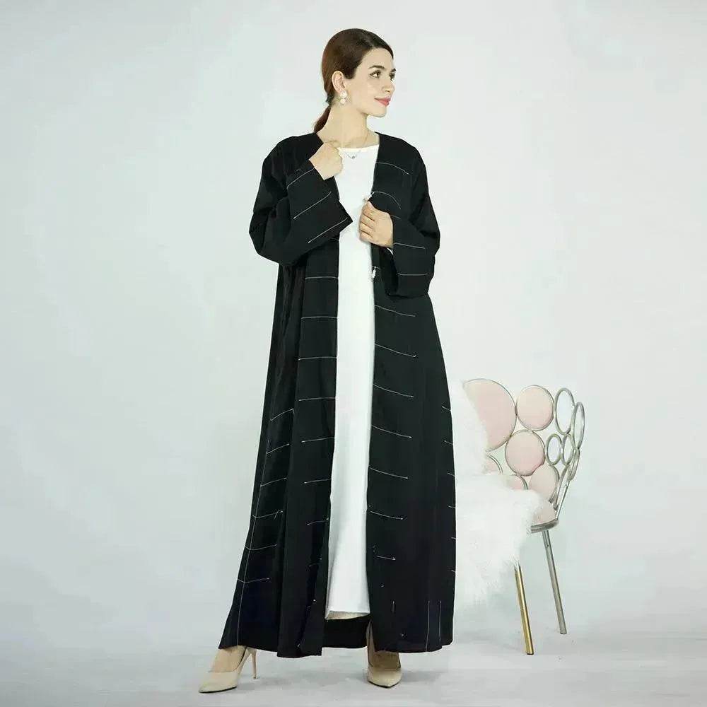 Solid Color Cardigan Abaya Dress Robe for Elegant Arab Dubai Turkey Middle Eastern Women. - EX-STOCK Canada