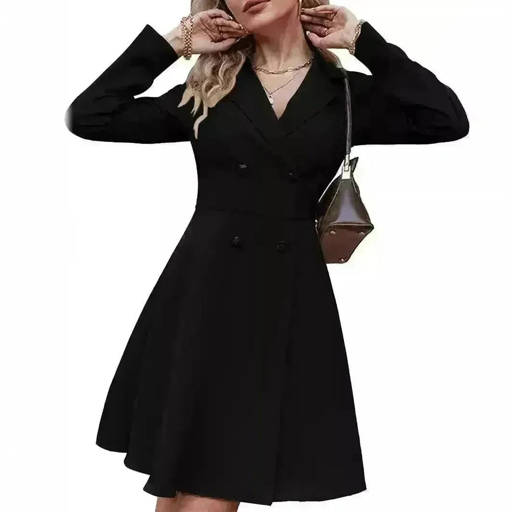 Solid Color Double Breasted Long Sleeve Trench Coat Fashion Slim Coat - EX-STOCK CANADA