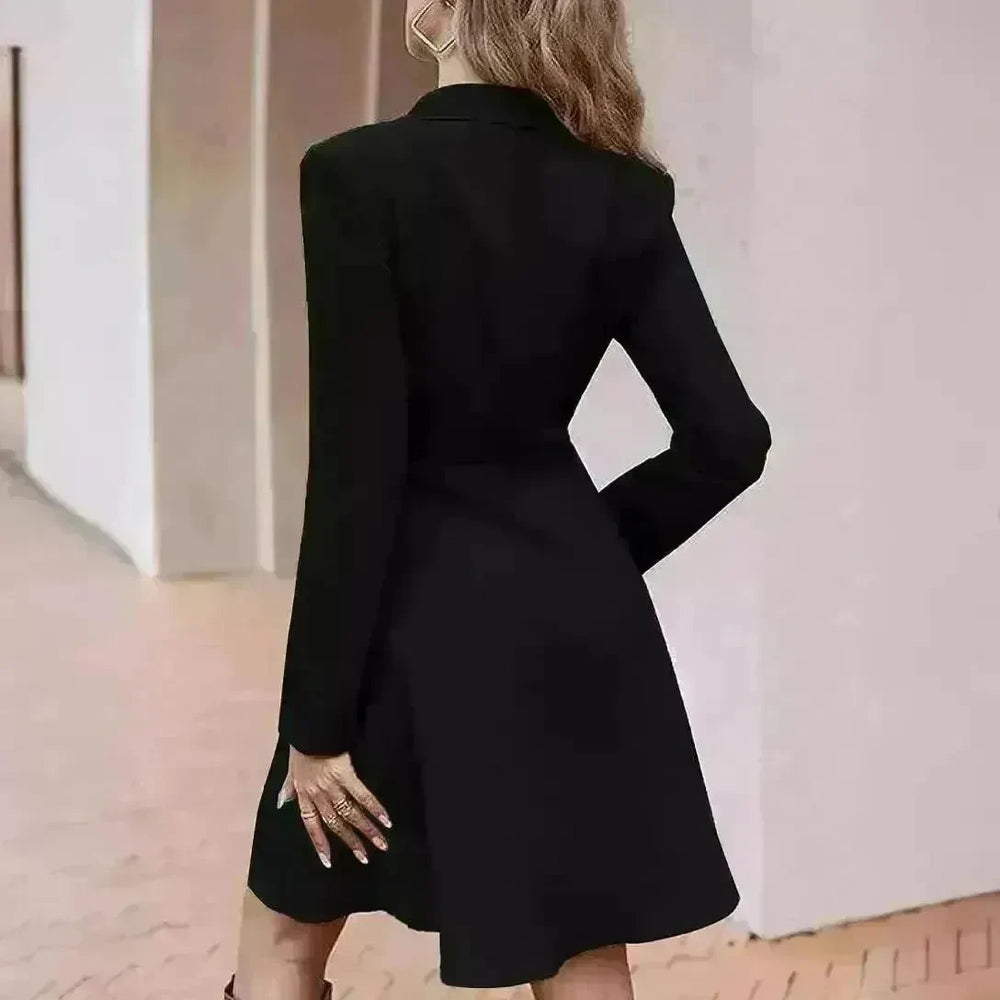 Solid Color Double Breasted Long Sleeve Trench Coat Fashion Slim Coat - EX-STOCK CANADA
