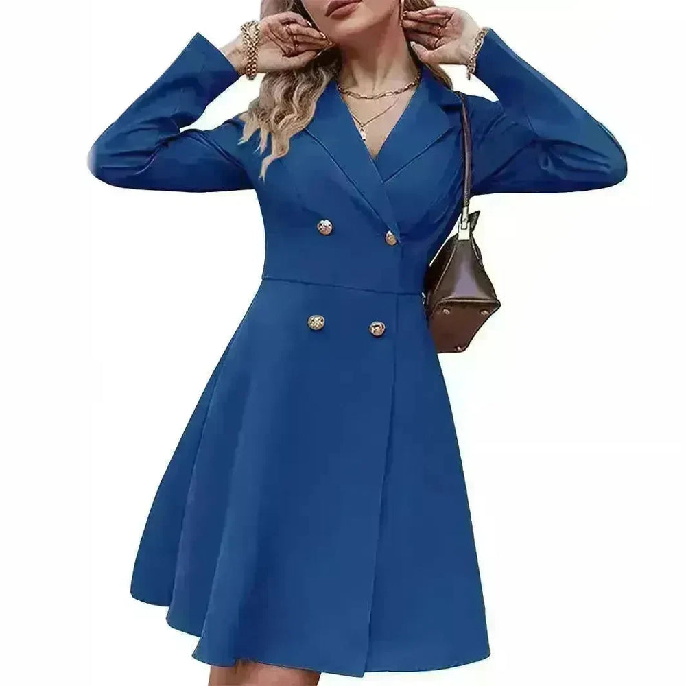 Solid Color Double Breasted Long Sleeve Trench Coat Fashion Slim Coat - EX-STOCK CANADA