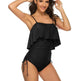 Solid Color Girl Charming Shoulder Strap Big Ruffled One-piece Type Triangle Swimsuit - EX-STOCK Canada