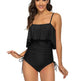 Solid Color Girl Charming Shoulder Strap Big Ruffled One-piece Type Triangle Swimsuit - EX-STOCK Canada