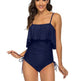 Solid Color Girl Charming Shoulder Strap Big Ruffled One-piece Type Triangle Swimsuit - EX-STOCK Canada