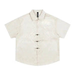 Solid Color Jacquard Floral Short Sleeve Shirt - EX-STOCK Canada