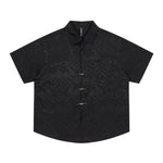 Solid Color Jacquard Floral Short Sleeve Shirt - EX-STOCK Canada