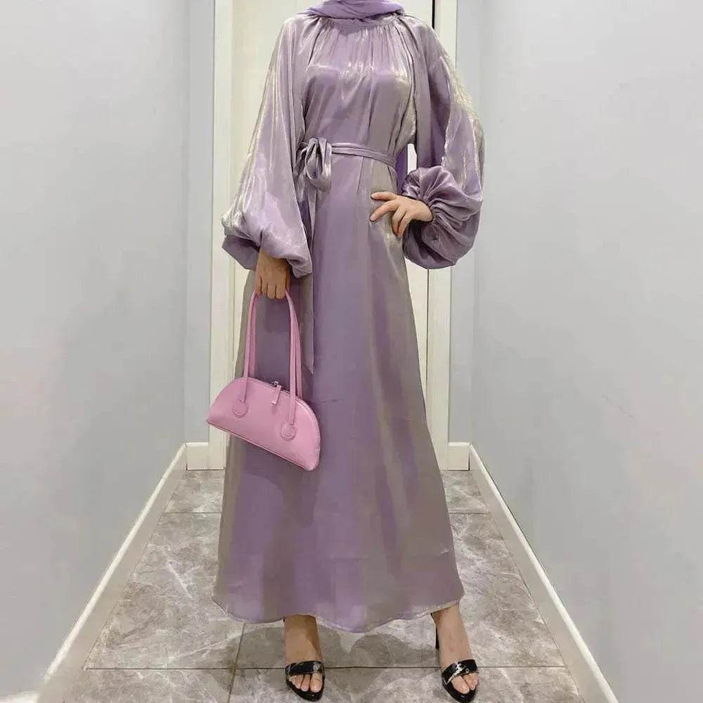Solid Color Long Sleeve Abaya Dress for Middle East Arab Dubai Turkey Women - EX-STOCK Canada