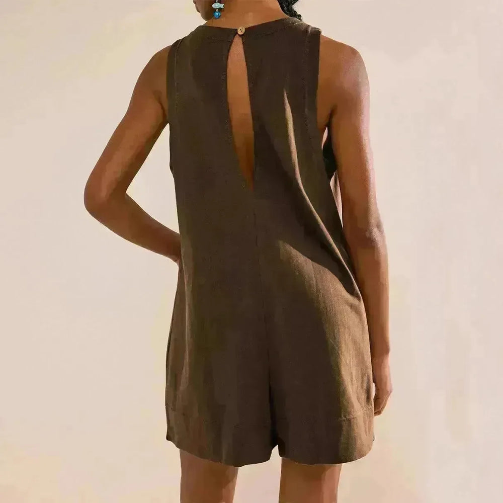 Solid Color Loose Jumpsuit With Pockets Fashion Summer Straight Cargo Shorts Overall Pants Beach Womens Clothing - EX-STOCK CANADA