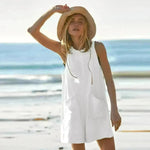 Solid Color Loose Jumpsuit With Pockets Fashion Summer Straight Cargo Shorts Overall Pants Beach Womens Clothing - EX-STOCK CANADA