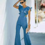 Solid Color Slim Round Neck Women's Jumpsuit - EX-STOCK Canada
