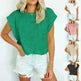 Solid Color Stripe Bat-sleeve T-shirt Summer Casual Loose Vest Tank Tops for Women. - EX-STOCK CANADA