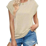 Solid Color Stripe Bat-sleeve T-shirt Summer Casual Loose Vest Tank Tops for Women. - EX-STOCK CANADA