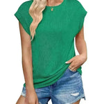 Solid Color Stripe Bat-sleeve T-shirt Summer Casual Loose Vest Tank Tops for Women. - EX-STOCK CANADA