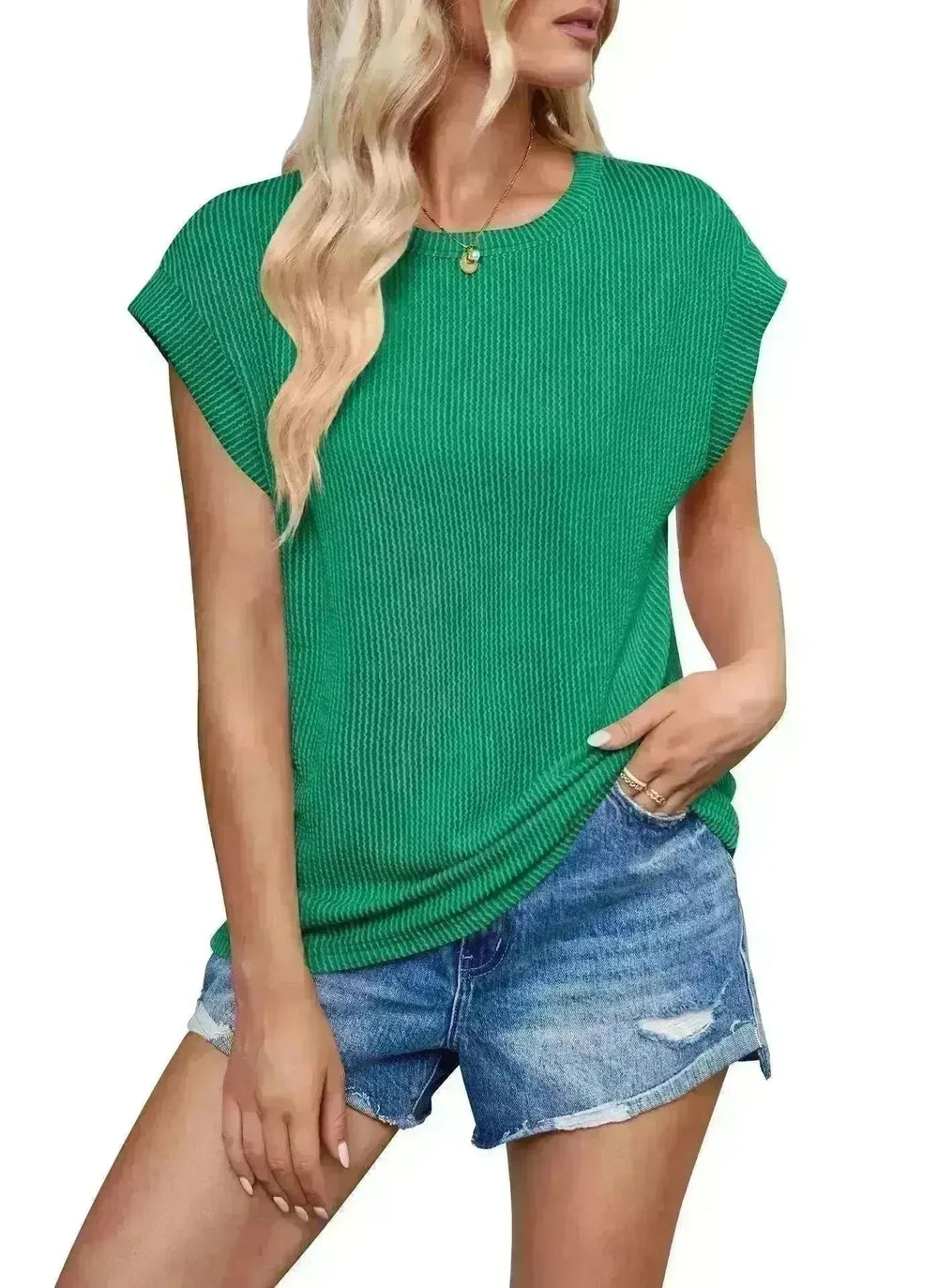 Solid Color Stripe Bat-sleeve T-shirt Summer Casual Loose Vest Tank Tops for Women. - EX-STOCK CANADA