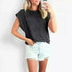 Solid Color Stripe Bat-sleeve T-shirt Summer Casual Loose Vest Tank Tops for Women. - EX-STOCK CANADA