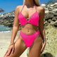 Solid Striped Bikini With Buckle Straps Fashion Summer Beach Swimsuit Womens Clothing - EX-STOCK CANADA