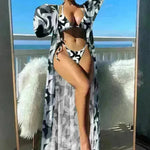 Split Long Sleeve Ins Blouse Banded Bikini - EX-STOCK CANADA