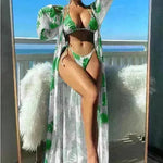 Split Long Sleeve Ins Blouse Banded Bikini - EX-STOCK CANADA