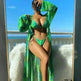 Split Long Sleeve Ins Blouse Banded Bikini - EX-STOCK CANADA