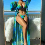Split Long Sleeve Ins Blouse Banded Bikini - EX-STOCK CANADA