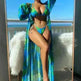 Split Long Sleeve Ins Blouse Banded Bikini - EX-STOCK CANADA
